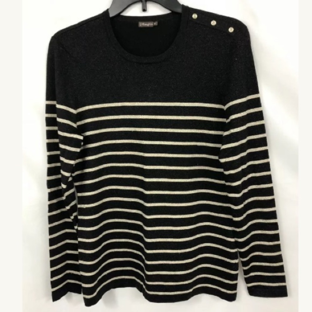 J McLaughlin black gold striped‎ sweater M